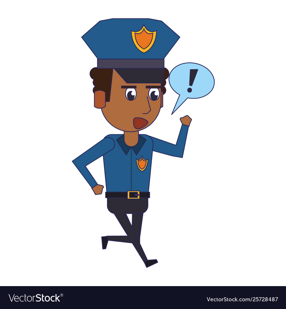 Policeman working avatar cartoon character blue Vector Image