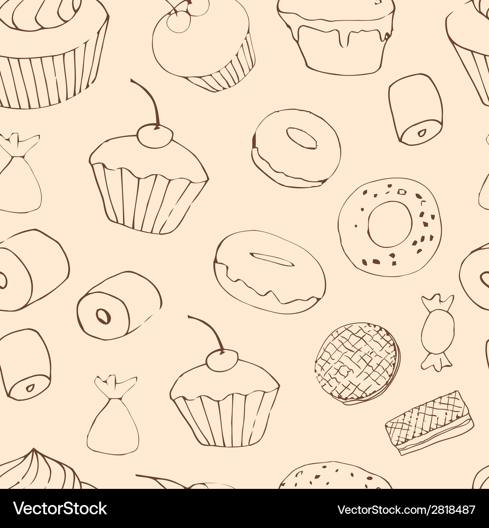 Seamless pattern with sweets Royalty Free Vector Image