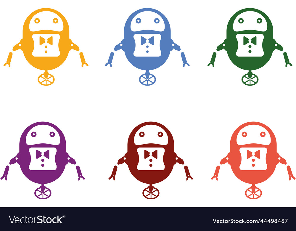 Six robots in different colors vector image Six robots in different colors