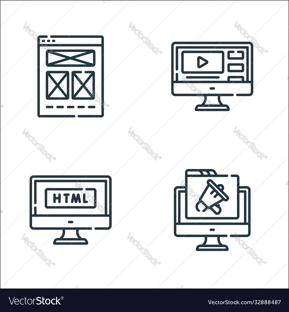 Web development line icons linear set quality Vector Image Web development line icons linear set quality
