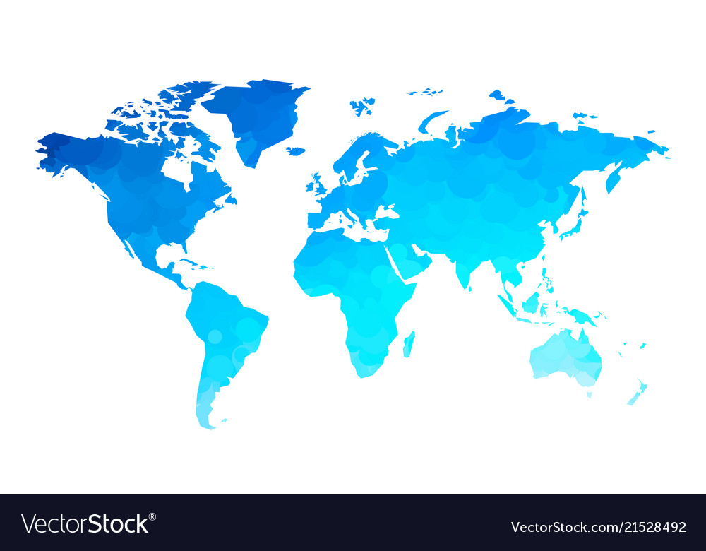 Blue Circles World Map Background Royalty Free Vector Image