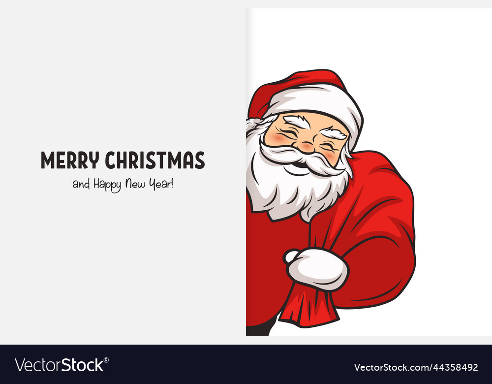 Cute funny smiling peeking santa claus vector image Cute funny smiling peeking santa claus