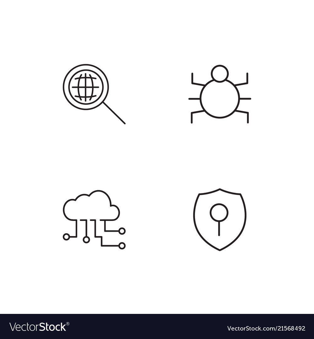 Cyber security linear icons set simple outline