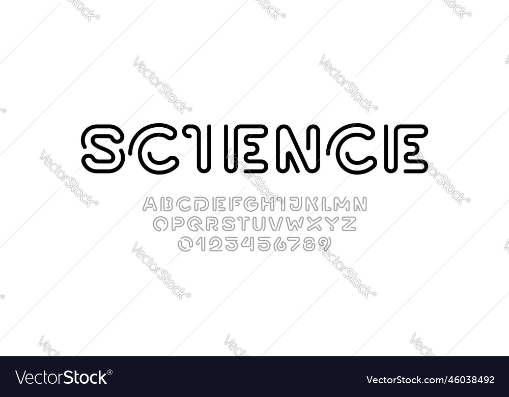 Digital style alphabet font from rounded line Vector Image Digital style alphabet font from rounded line
