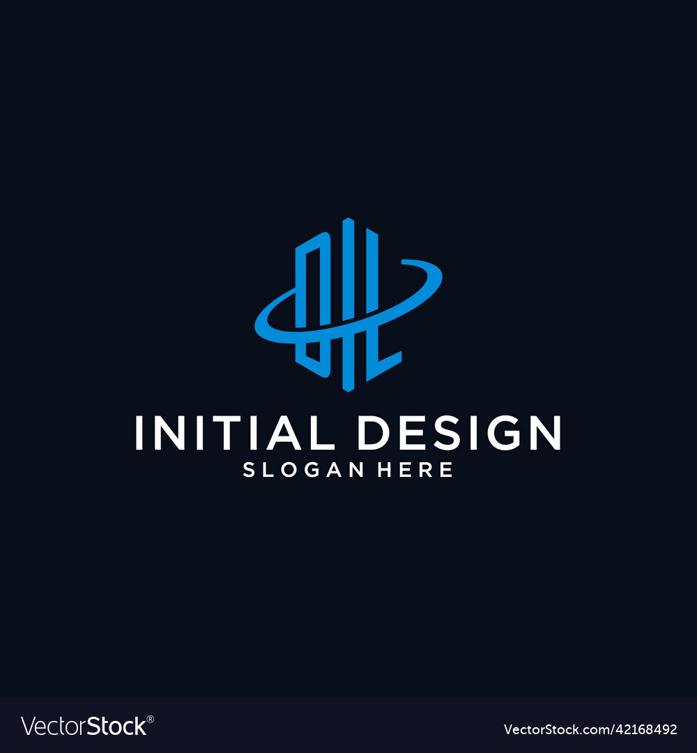 Dl initial monogram logo with hexagonal shape vector image Dl initial monogram logo with hexagonal shape