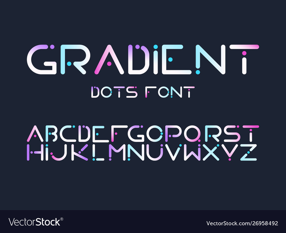 English alphabet gradient letters flat set Vector Image