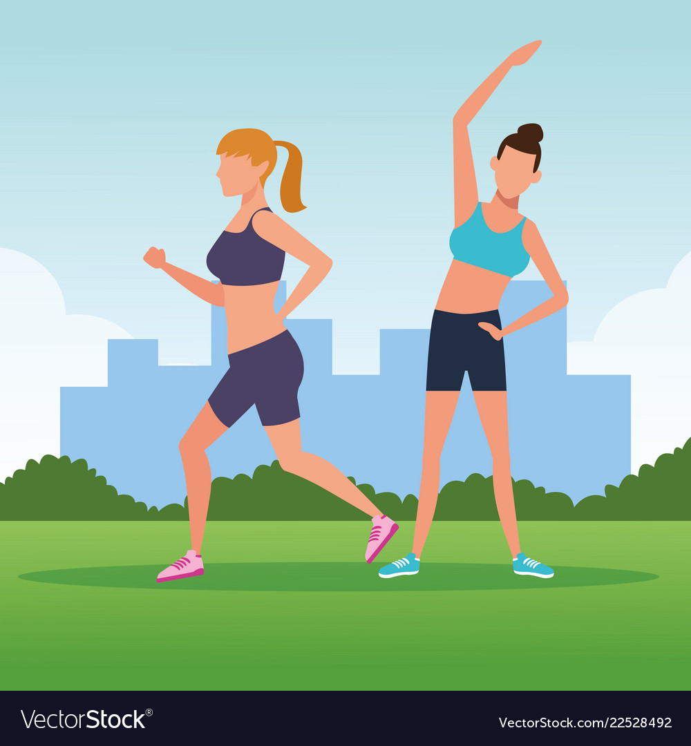 Fitness couple women doing exercise