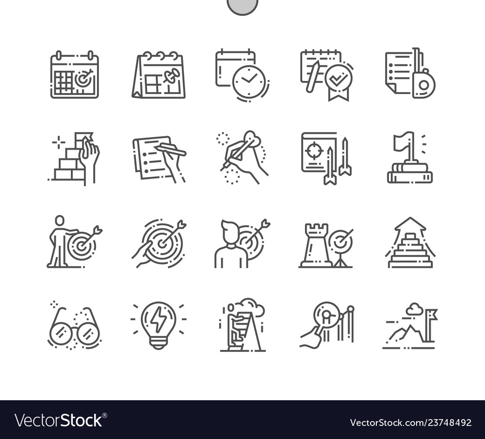 Goal setting thin line icons vector image Goal setting thin line icons