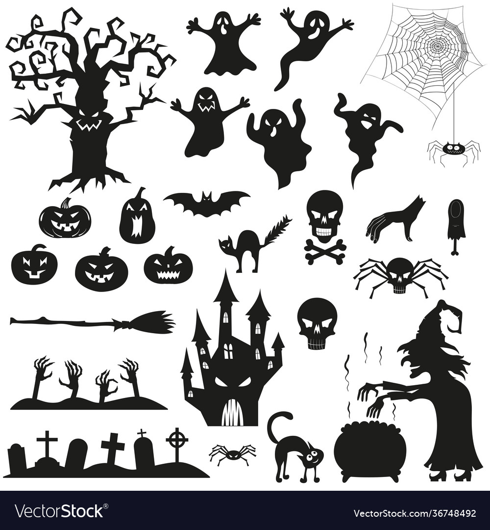 Halloween schwarze Silhouetten