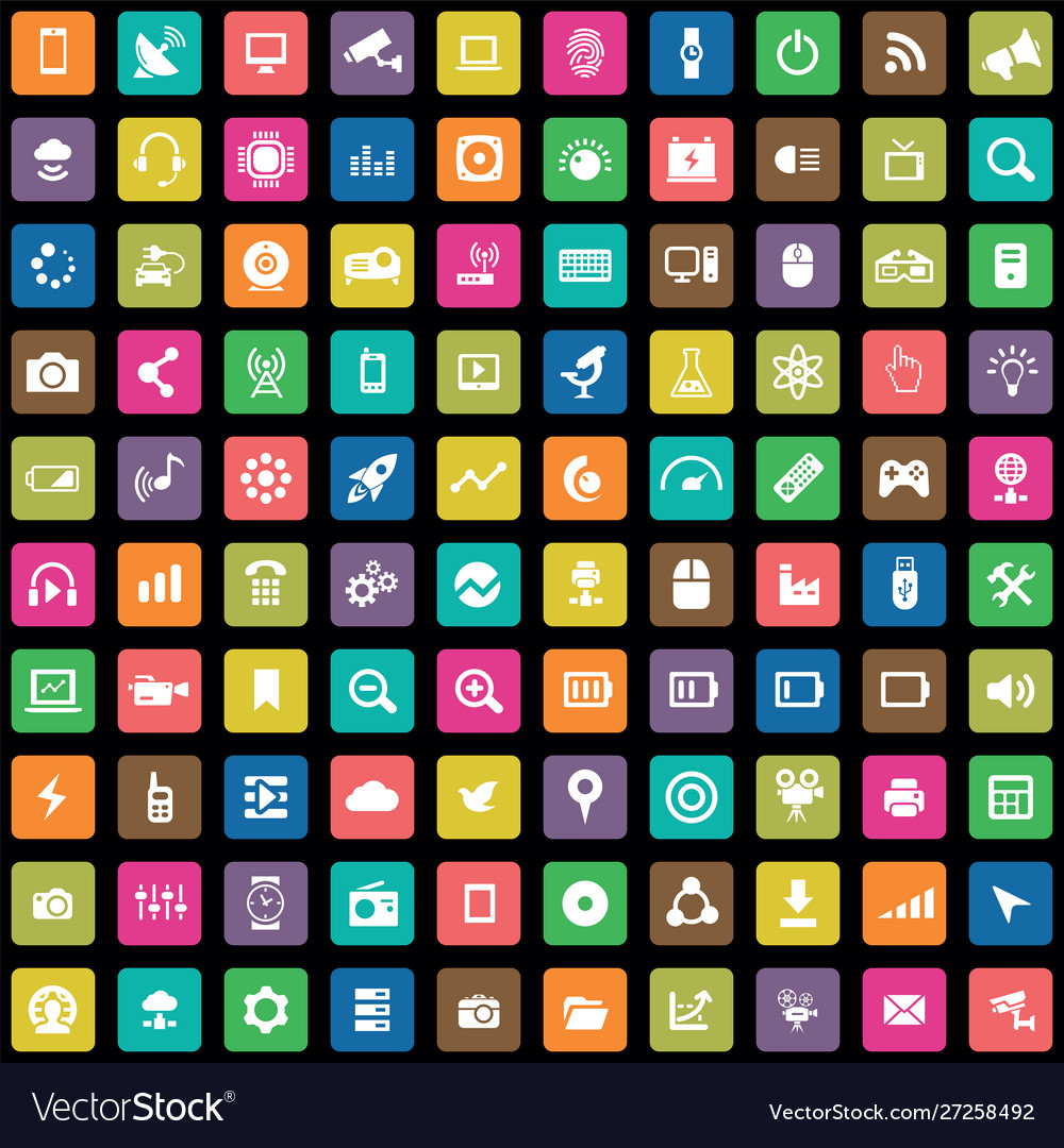 Hi-tech 100 icons universal set for web and ui