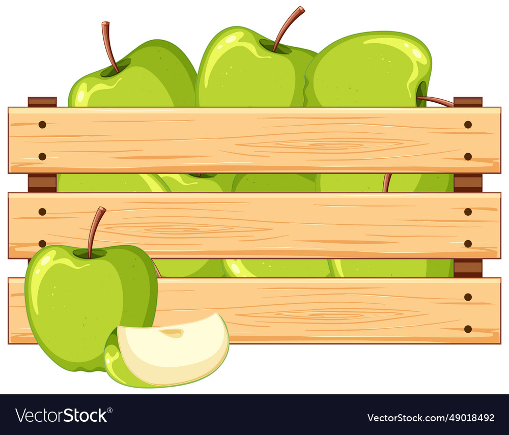 Isolated wooden crate full of apples Royalty Free Vector