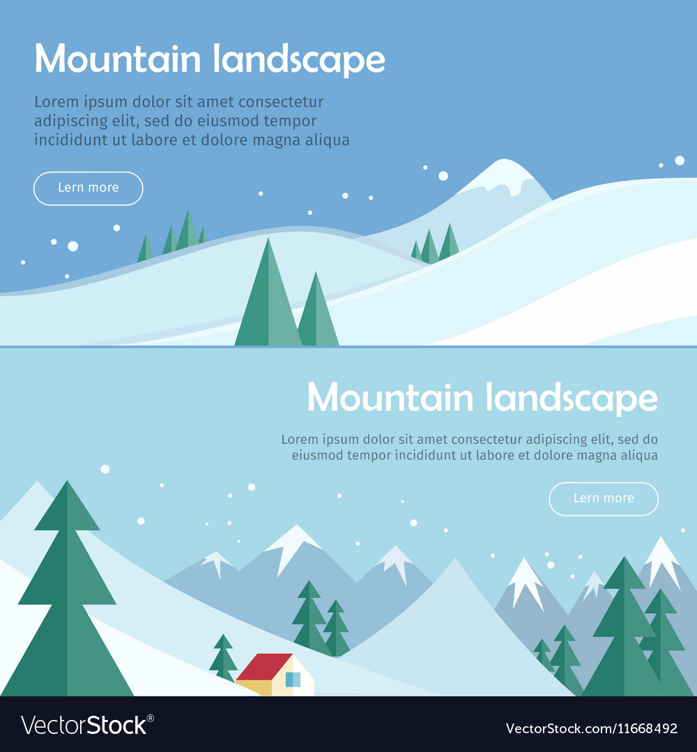 Mountain landscape flat design web banners