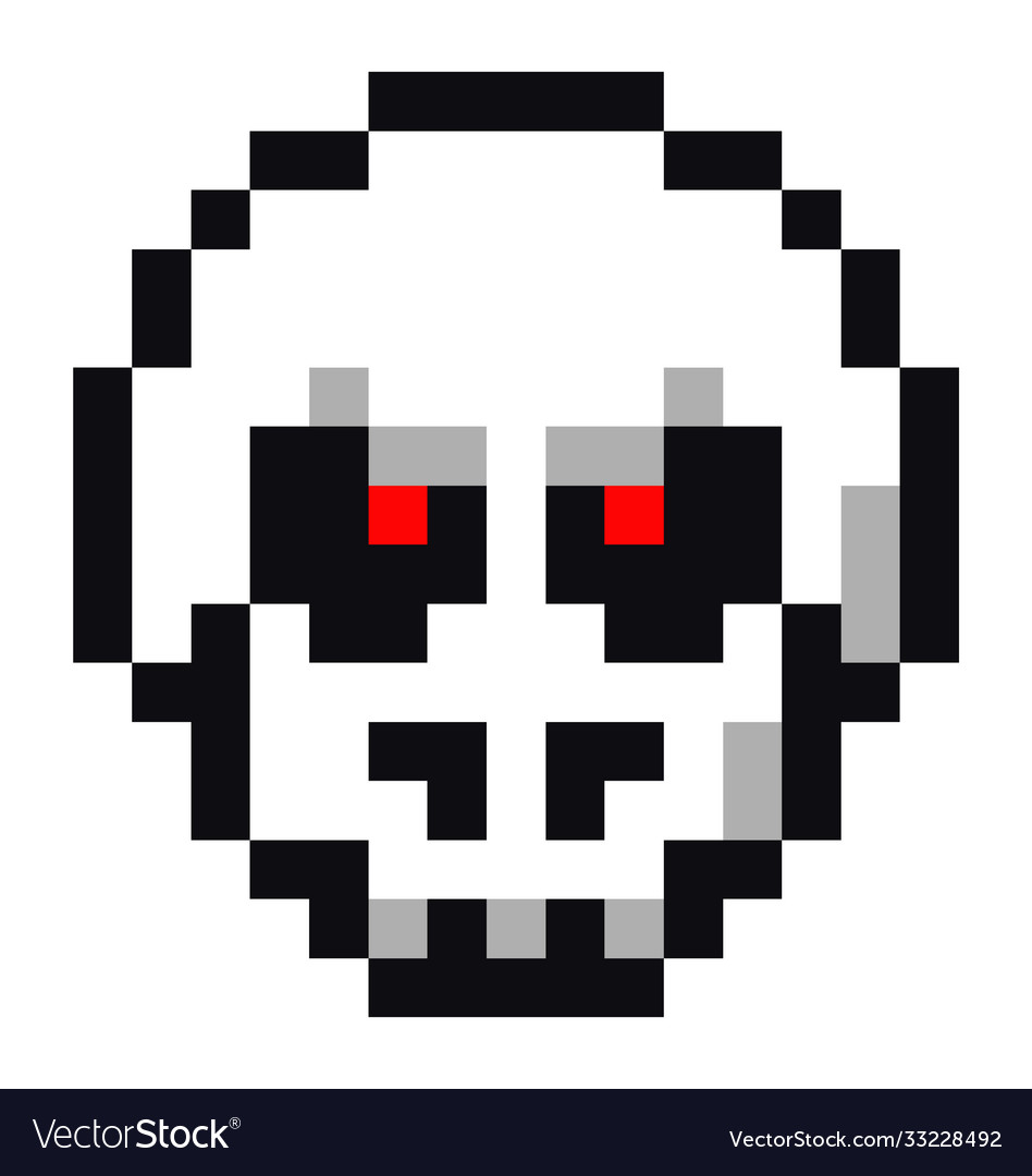 Pixel art style isolated cranium for retro