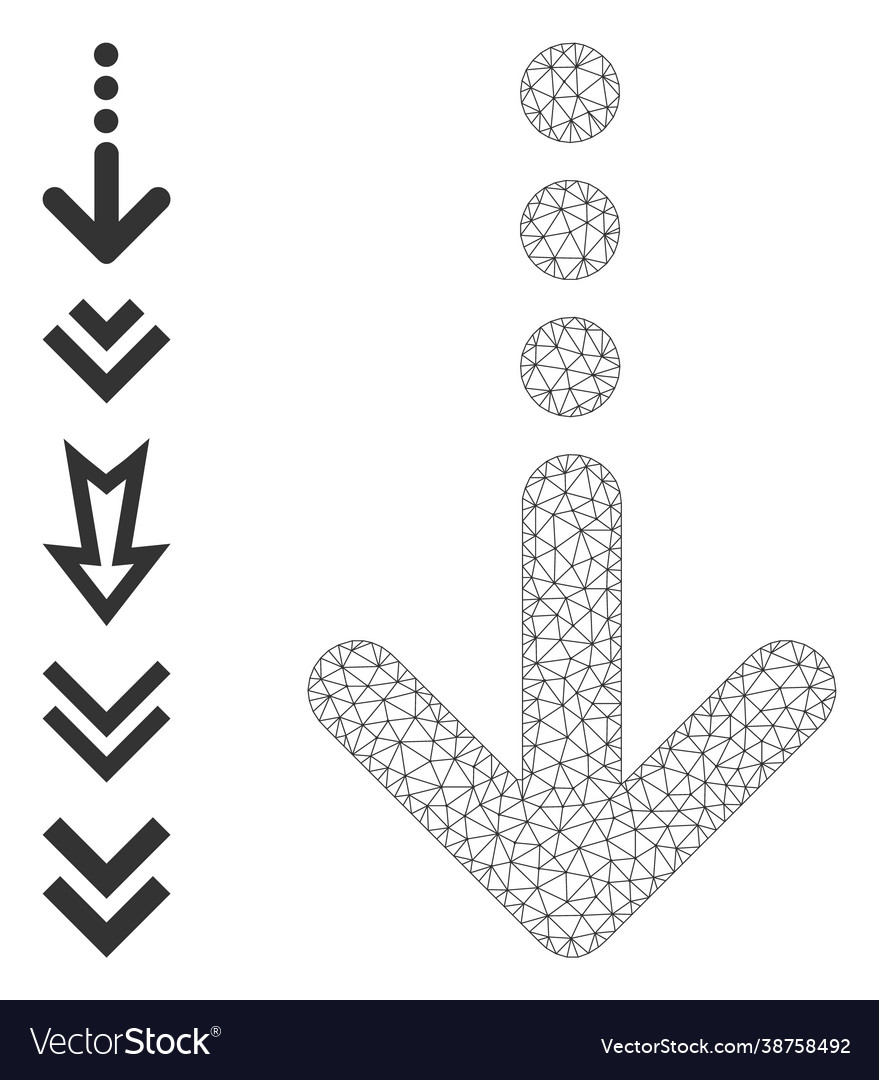Polygonal network send down icon with simple