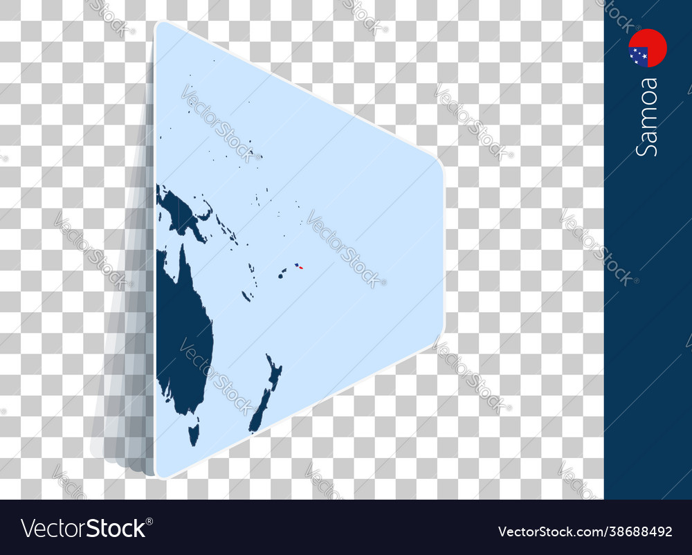 Samoa map and flag on transparent background