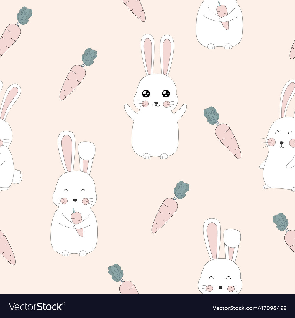 Seamless pattern of cute rabbit and carrot design