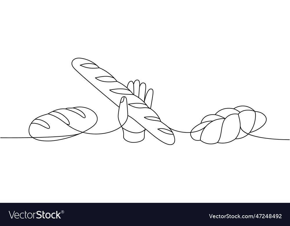 Set of bakery products one line continuous drawing