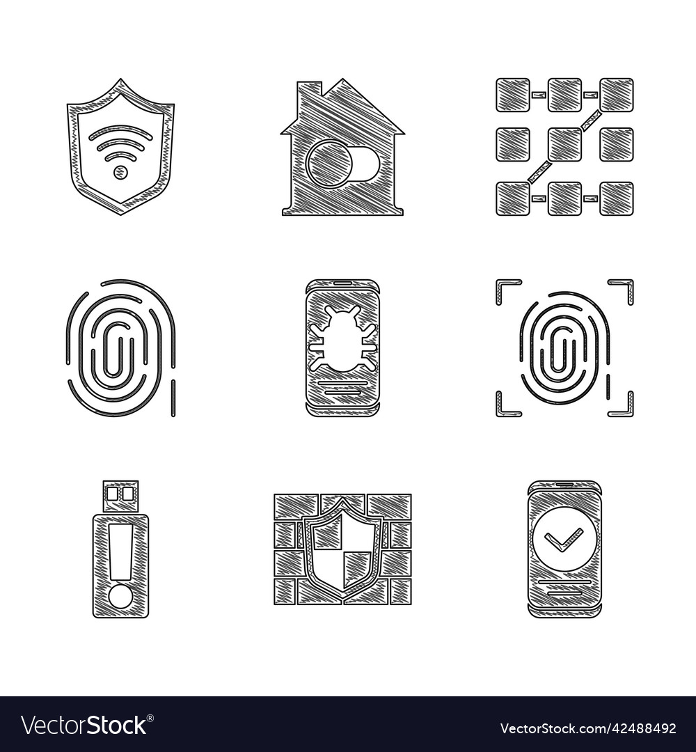 Set system bug on mobile shield with brick wall vector image Set system bug on mobile shield with brick wall