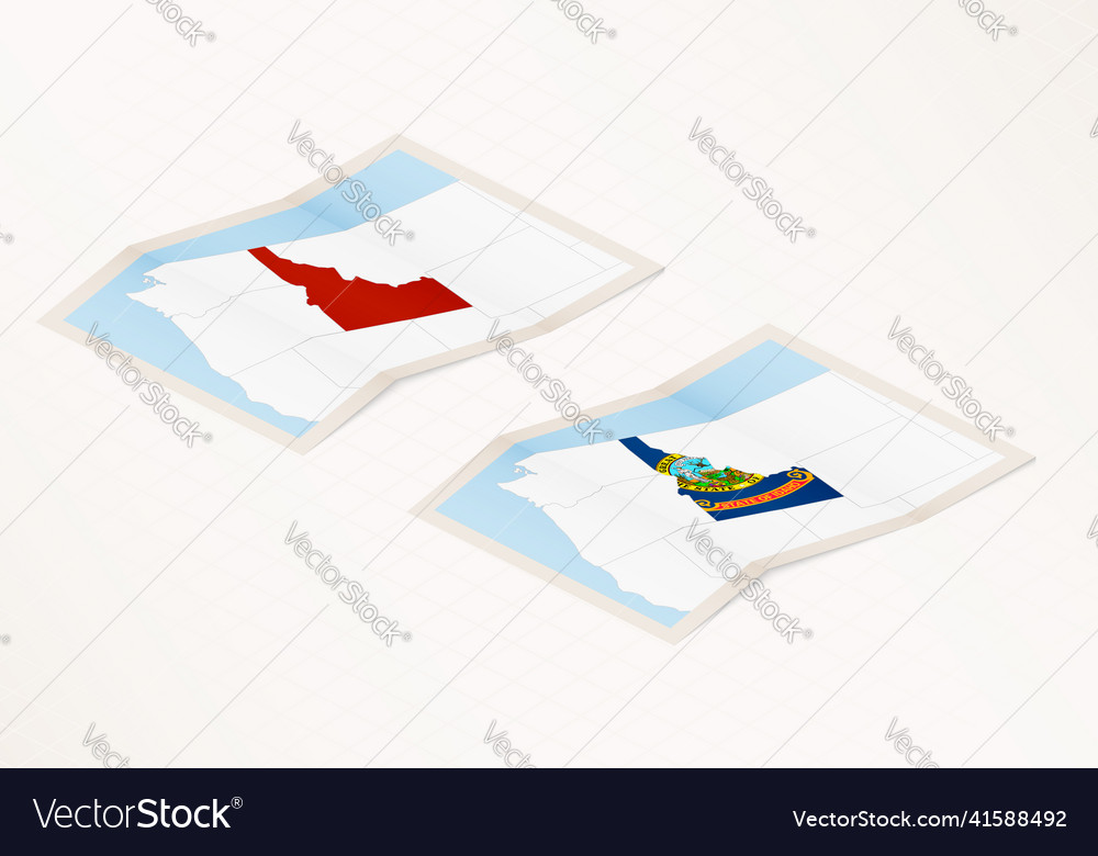 Two versions of a folded map of idaho Royalty Free Vector