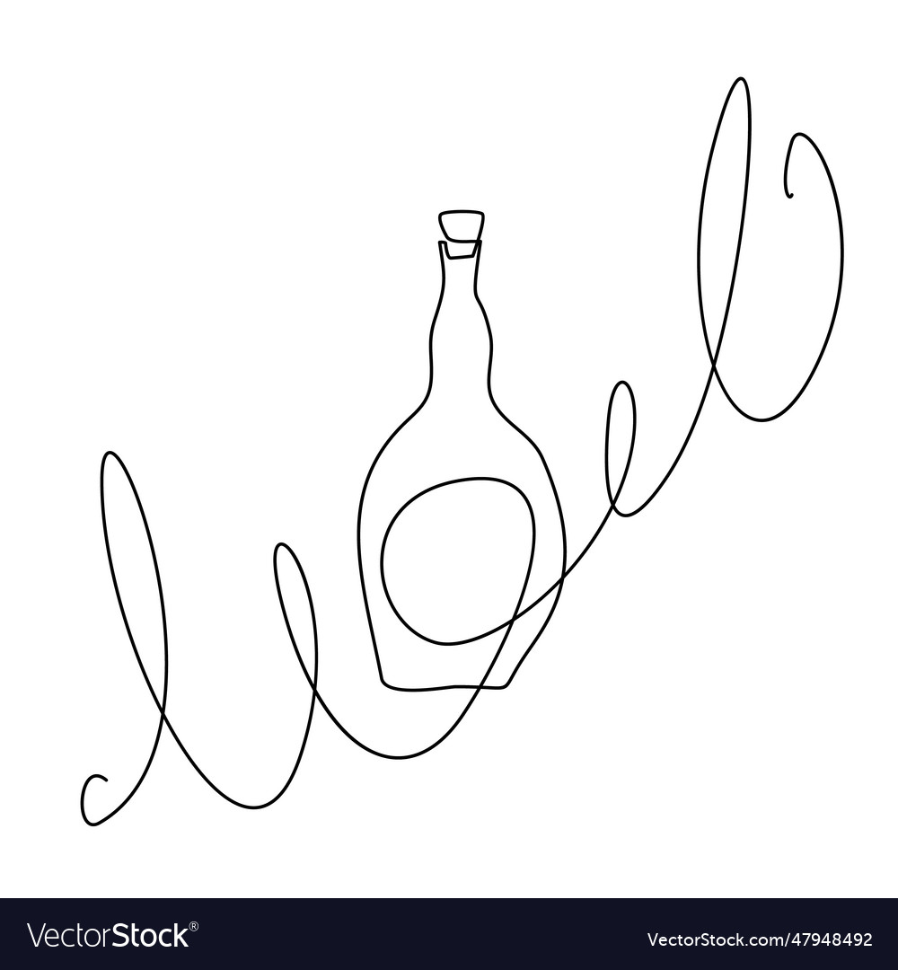 Wine bottle continuous line draw minimalistic Vector Image Wine bottle continuous line draw minimalistic