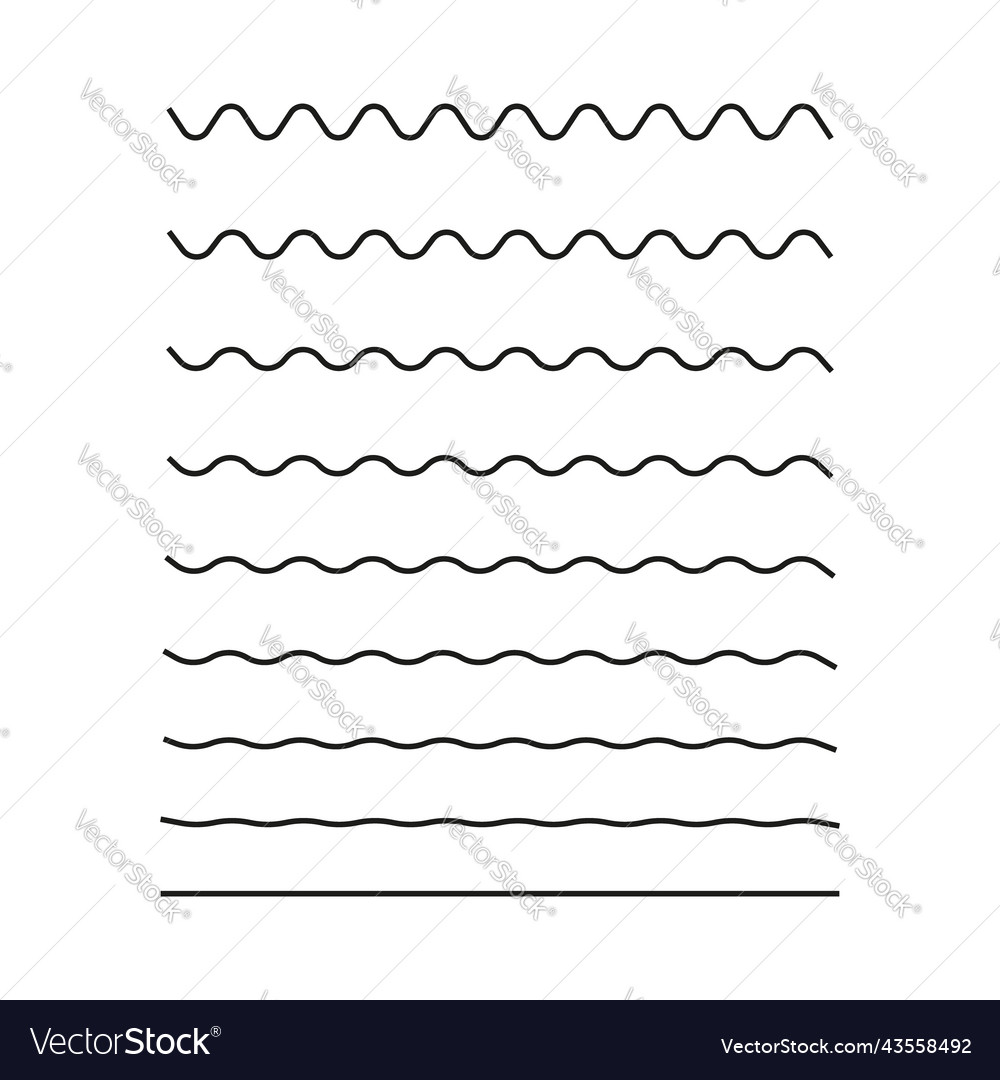 Zigzag line undulate wave wavy curve and squiggle Vector Image