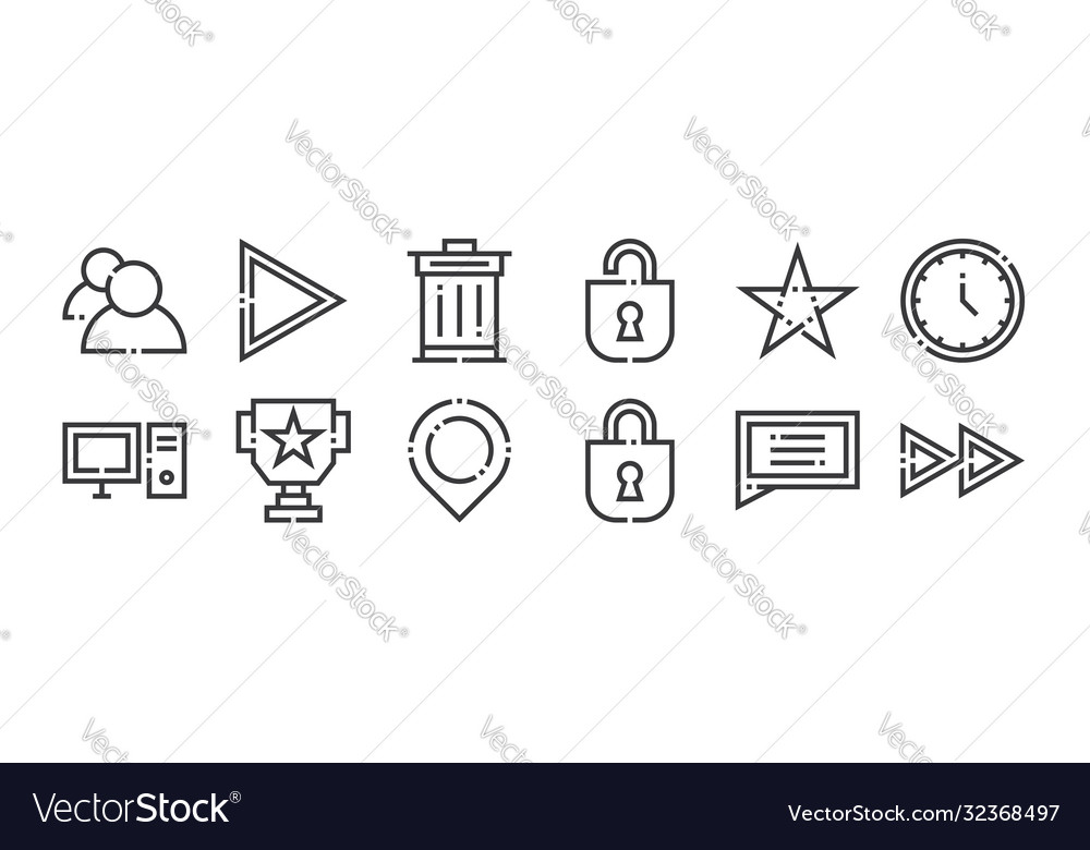 12 set linear web essentials icons thin vector image 12 set linear web essentials icons thin