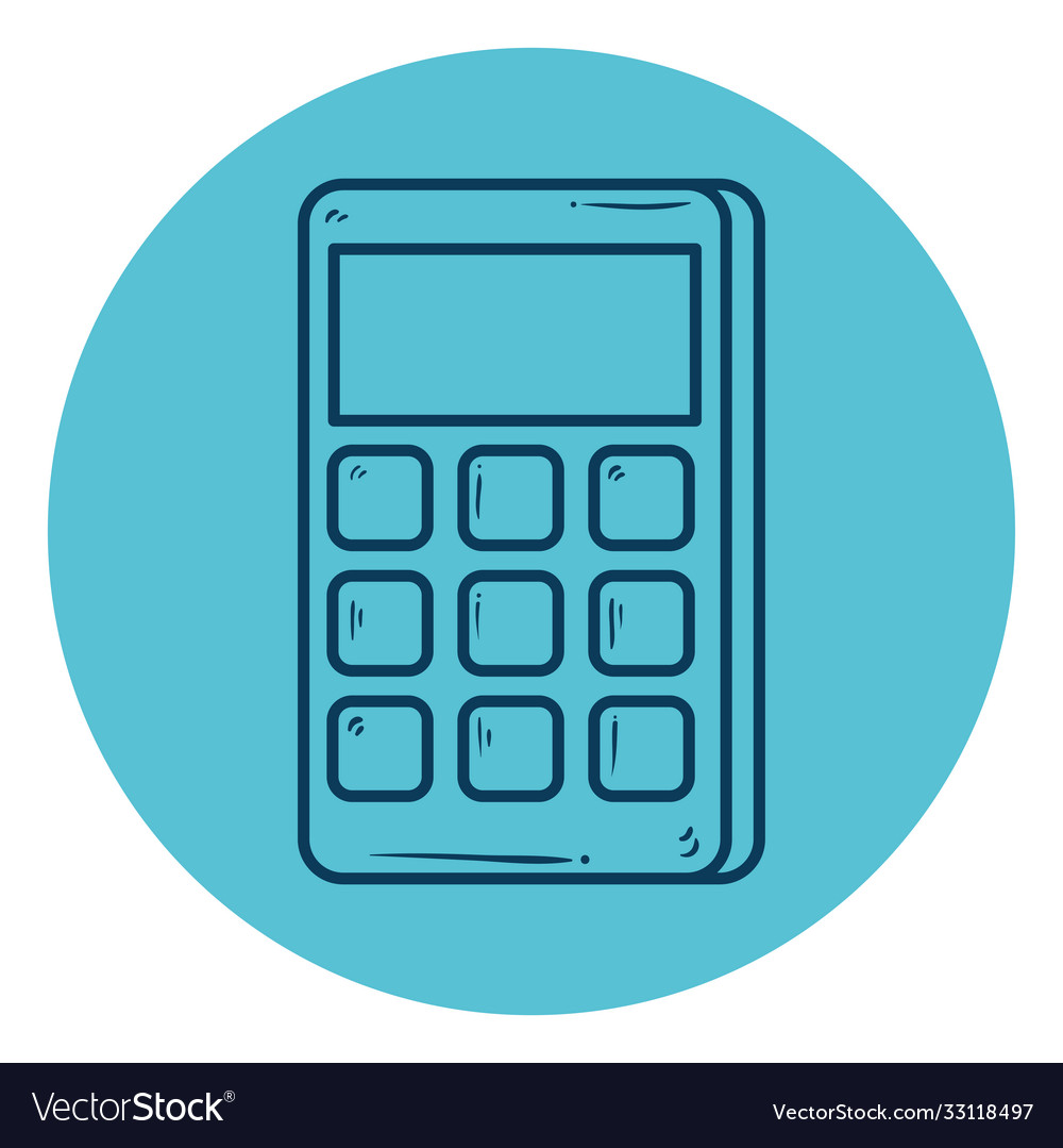 Calculator math line style in circle frame vector image Calculator math line style in circle frame