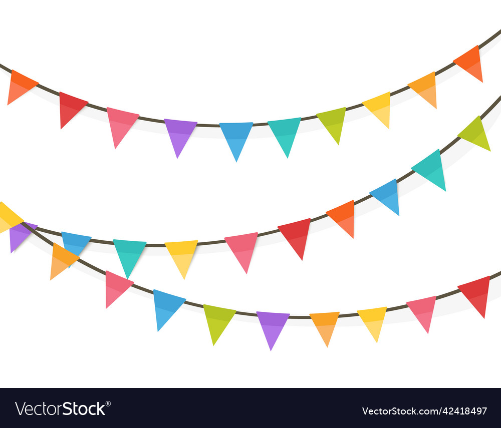 Colorful bunting and garland set birthday Vector Image