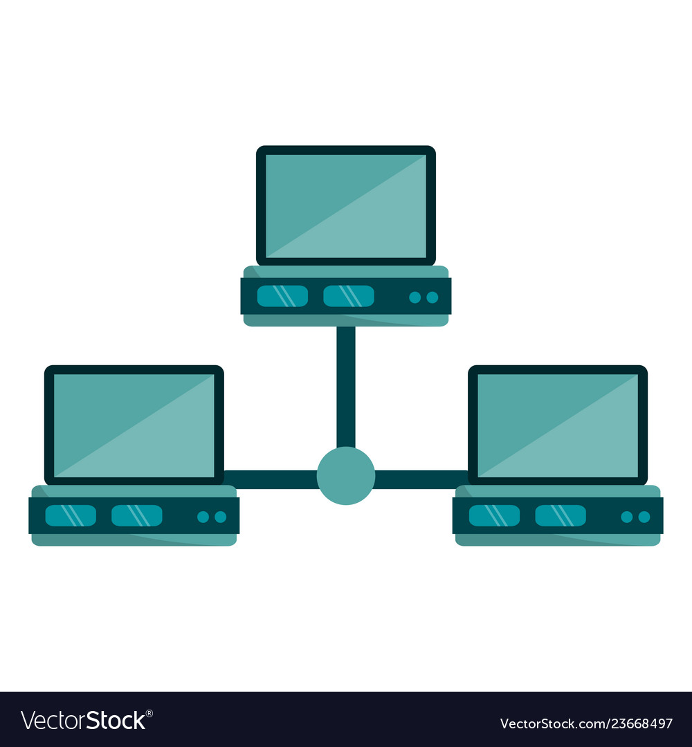 Computer and database servers technology vector image Computer and database servers technology