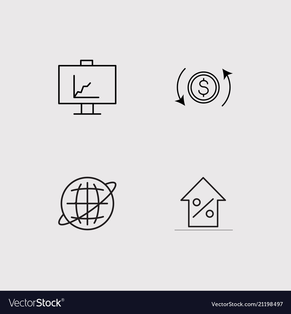 Finance simple linear icons set outlined
