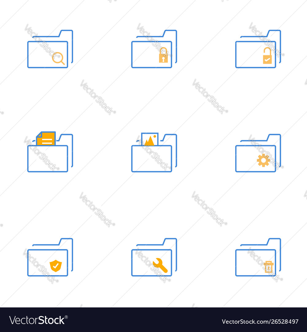 Folder simple line icons vector image Folder simple line icons