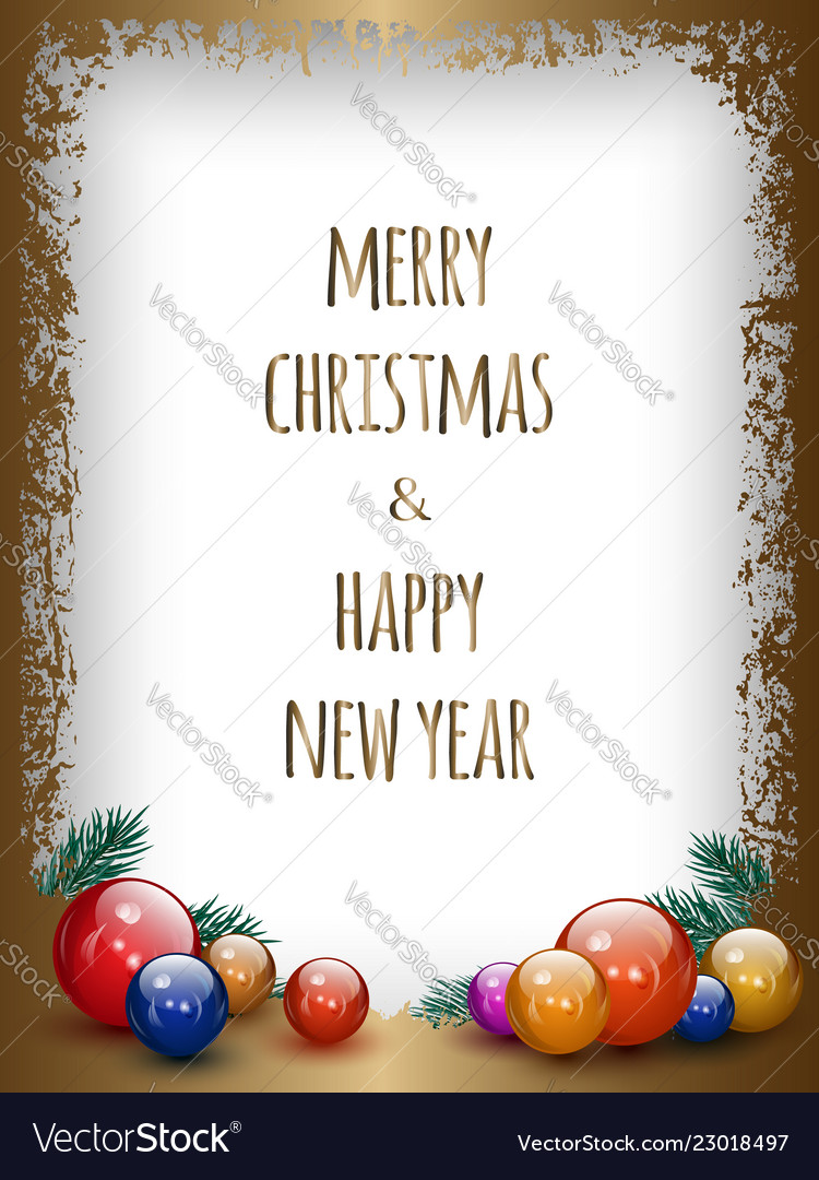 Gold greeting card with christmas decoration vector image Gold greeting card with christmas decoration