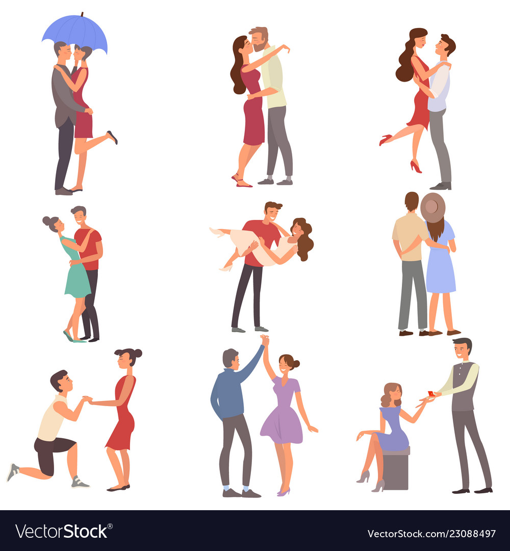 Guy and the girl in love walk each other go Vector Image