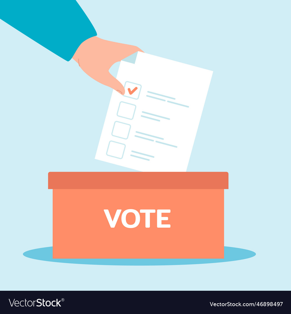 Hand putting ballot in box flat Royalty Free Vector Image