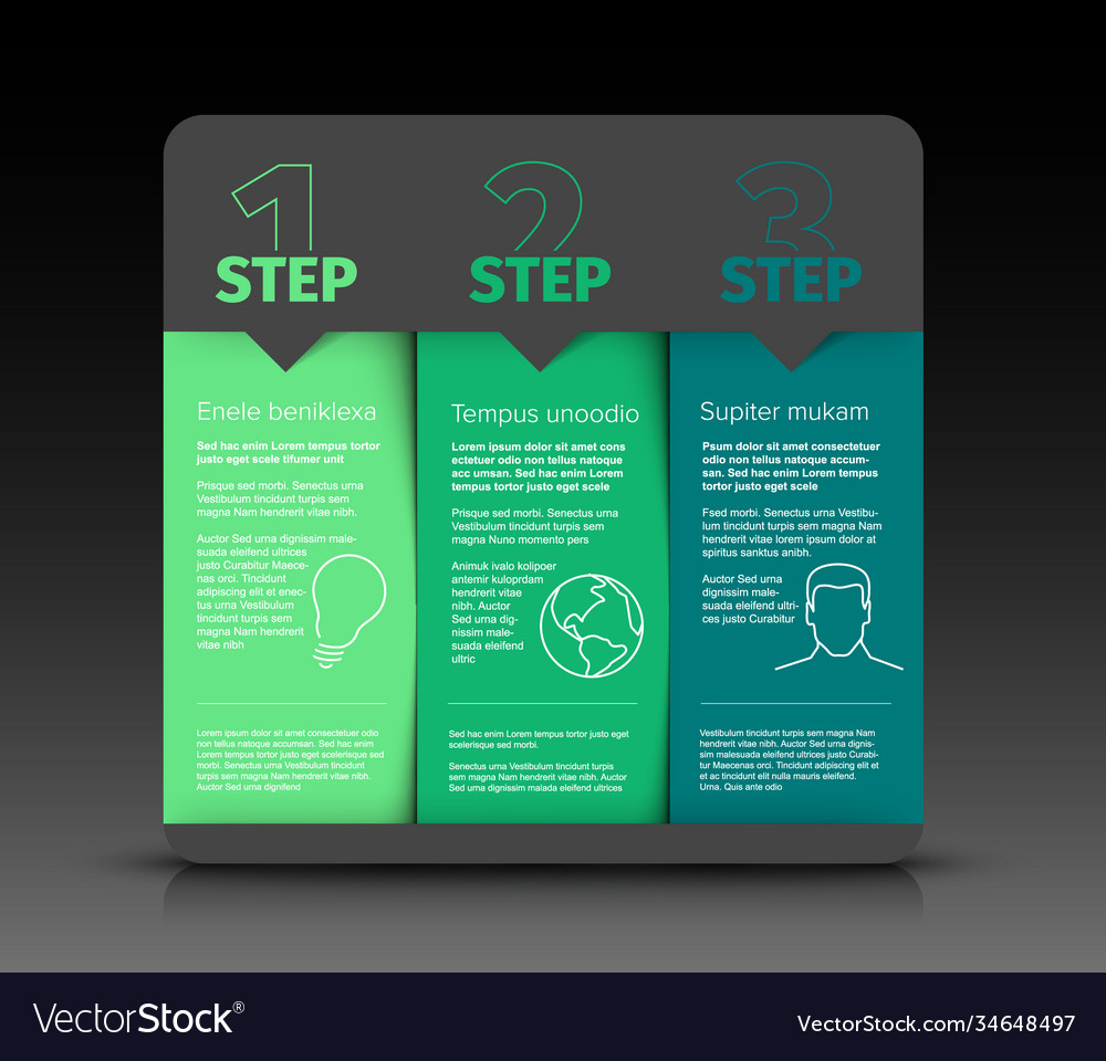 Instrucions table with three steps template