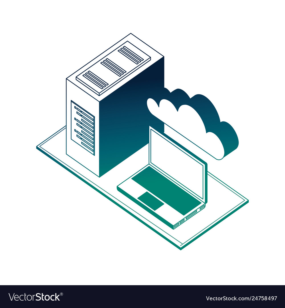 Laptop computer cpu tower cloud storage network