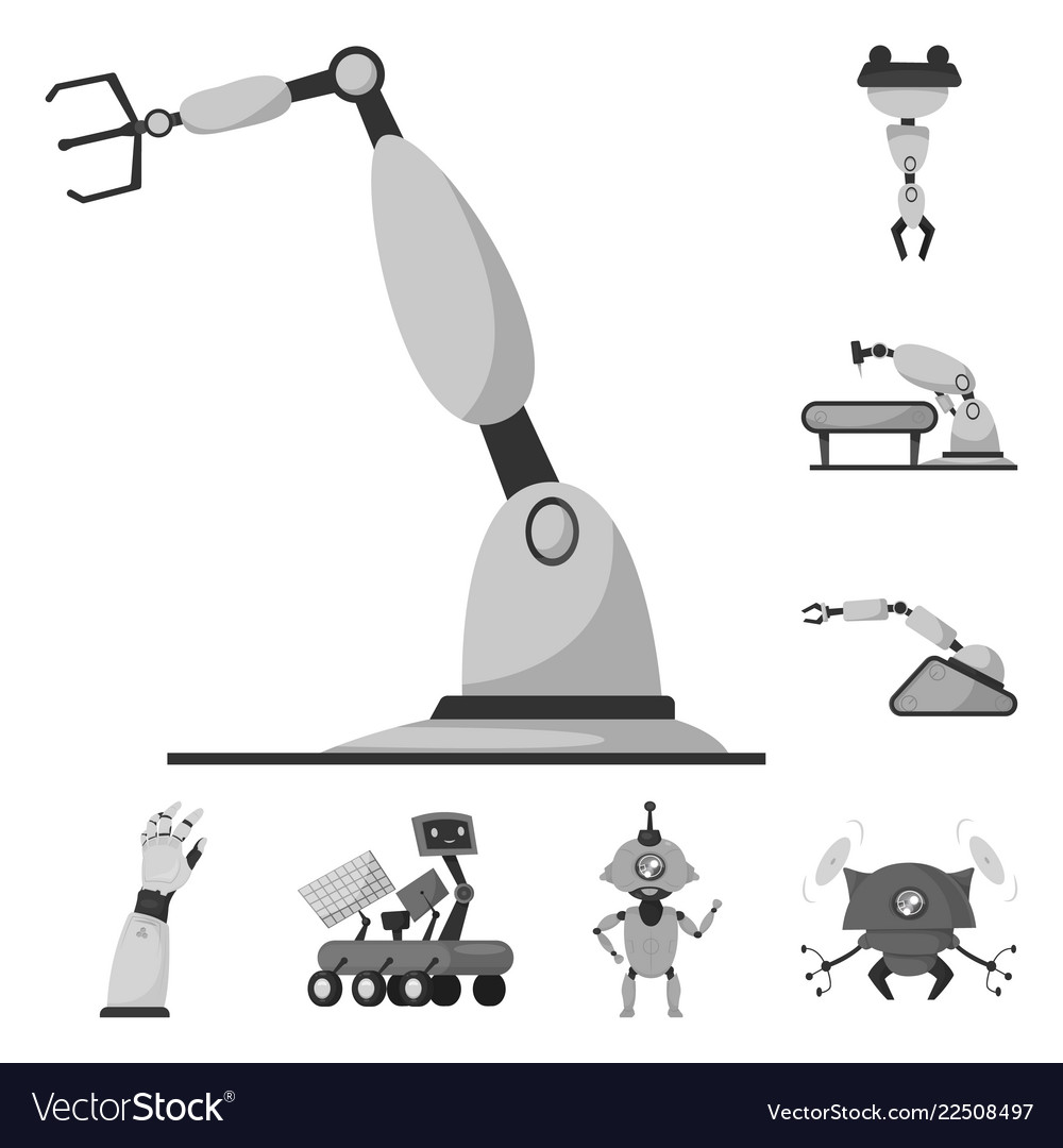 Robot and factory icon vector image Robot and factory icon