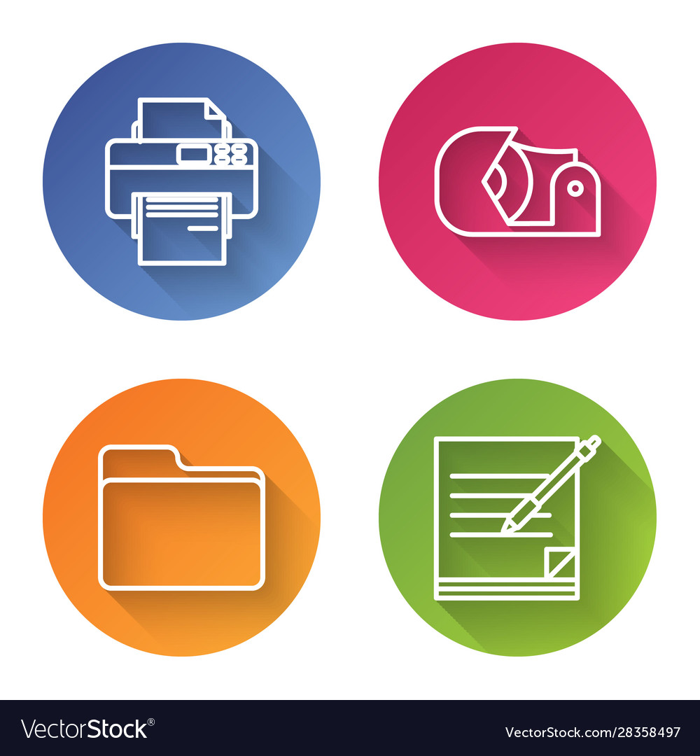 Set line printer scotch document folder and blank Vector Image Set line printer scotch document folder and blank