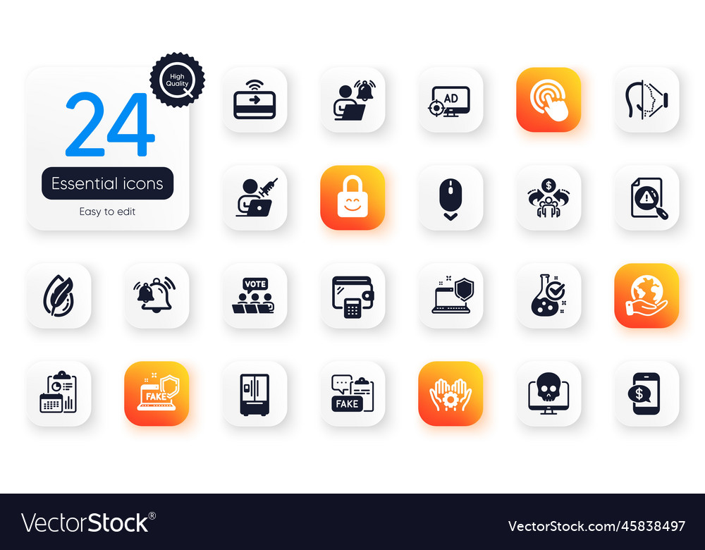 Set of technology flat icons computer security vector image Set of technology flat icons computer security