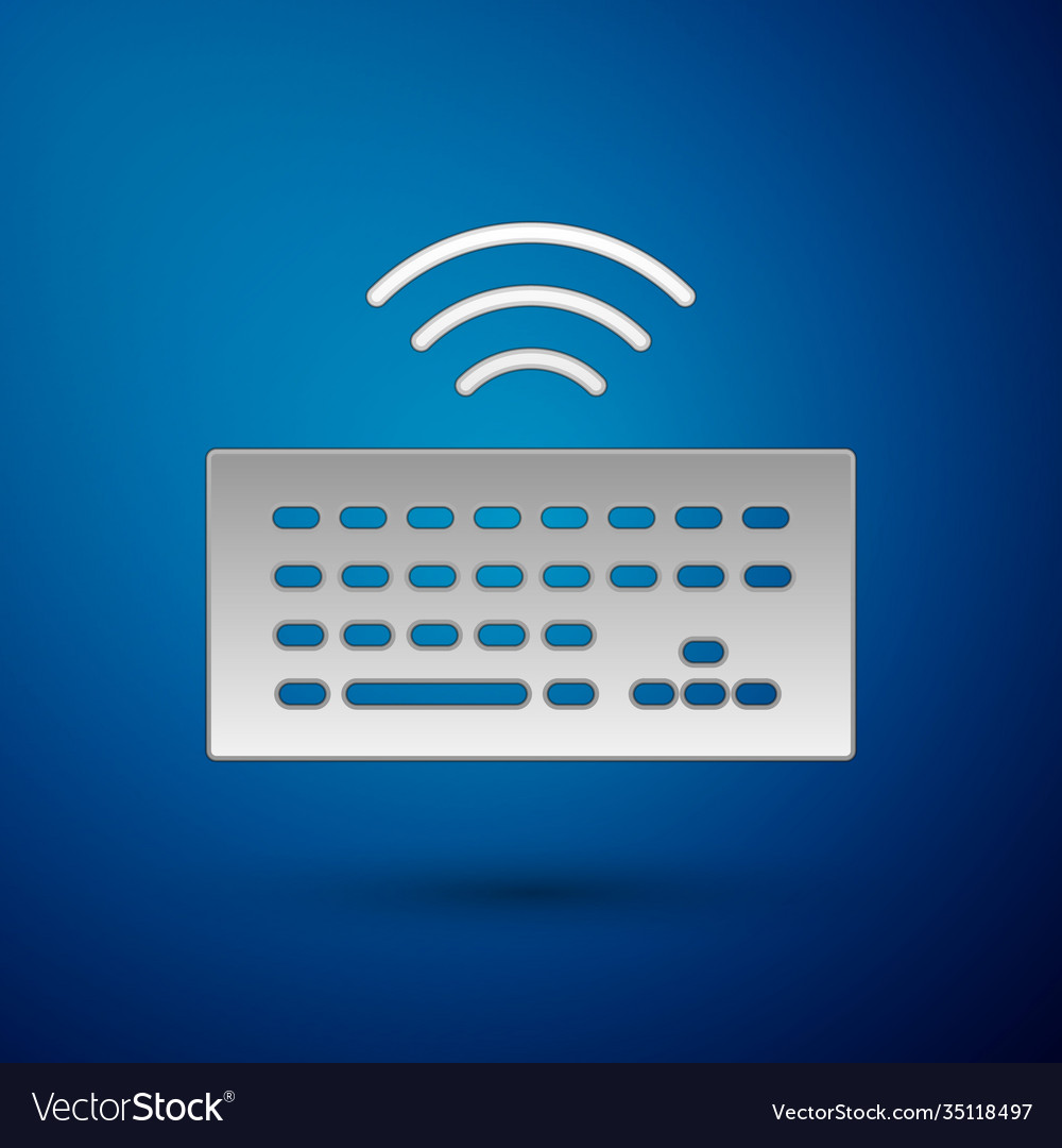 Silver wireless computer keyboard icon isolated vector image Silver wireless computer keyboard icon isolated
