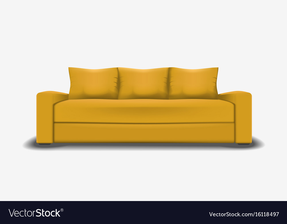 Yellow sofa single object realistic design
