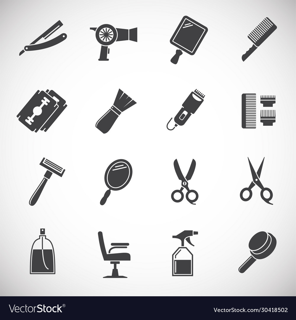 Barber icons set on background for graphic and web