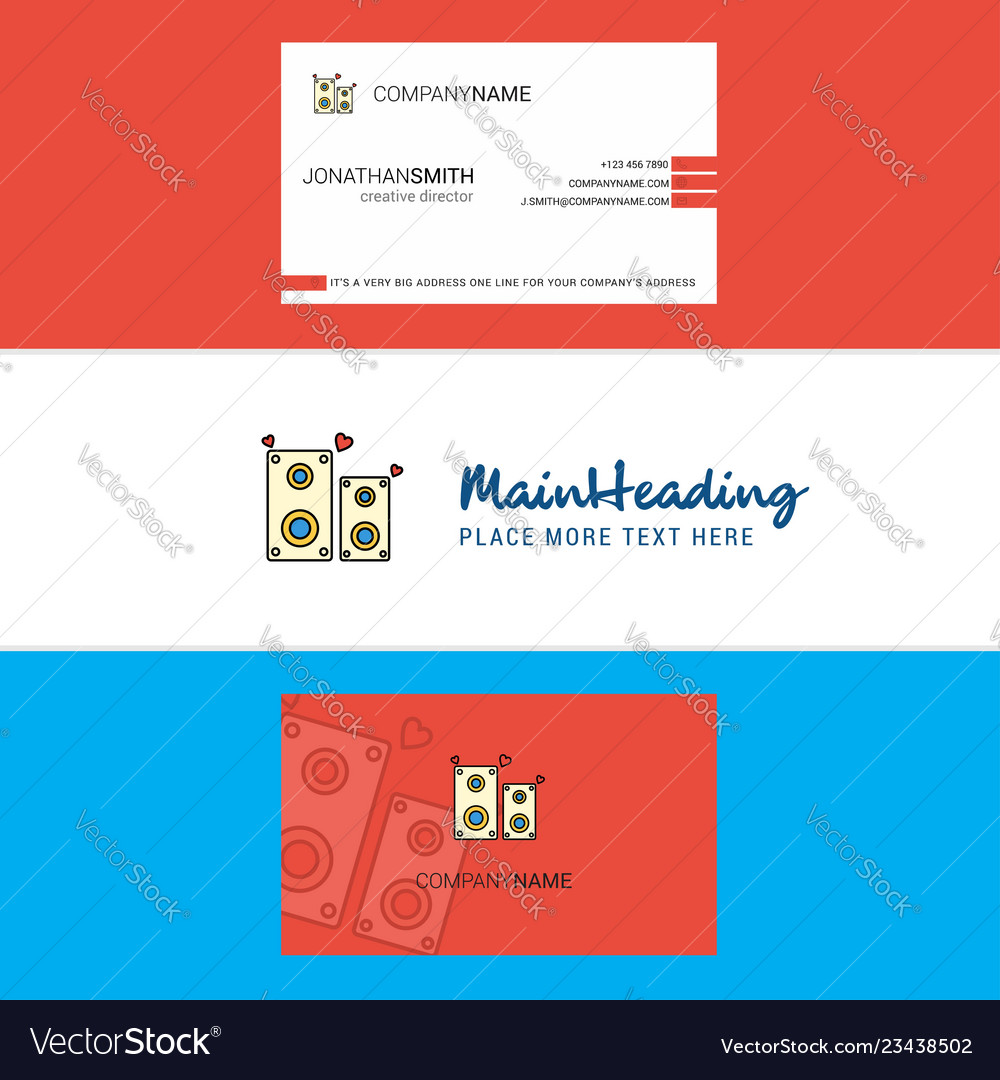 Schönes Lautsprecher-Logo und Visitenkarte vertikal vector image Schönes Lautsprecher-Logo und Visitenkarte vertikal