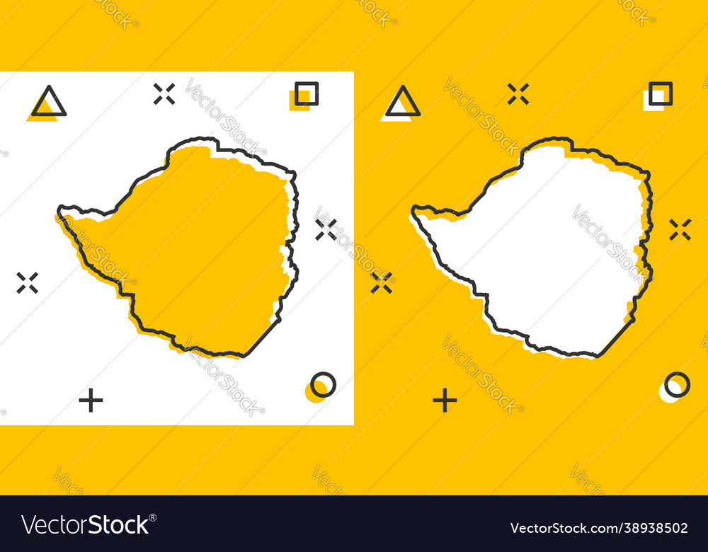 Cartoon zimbabwe map icon in comic style Vector Image