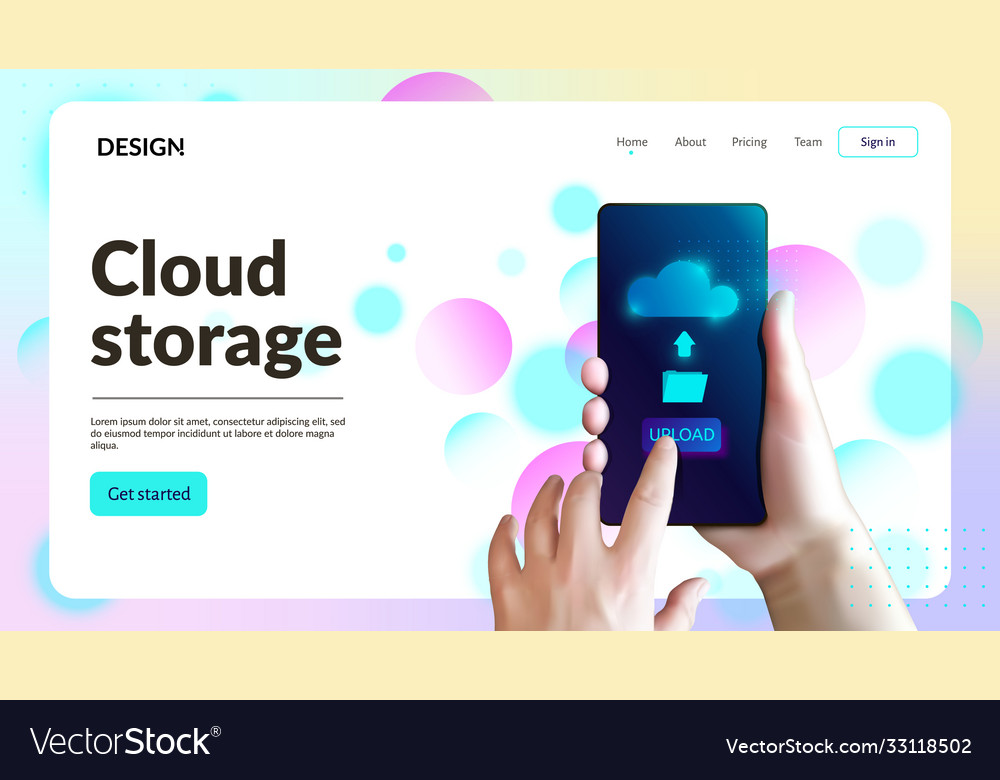 Cloud storage web site template landing page