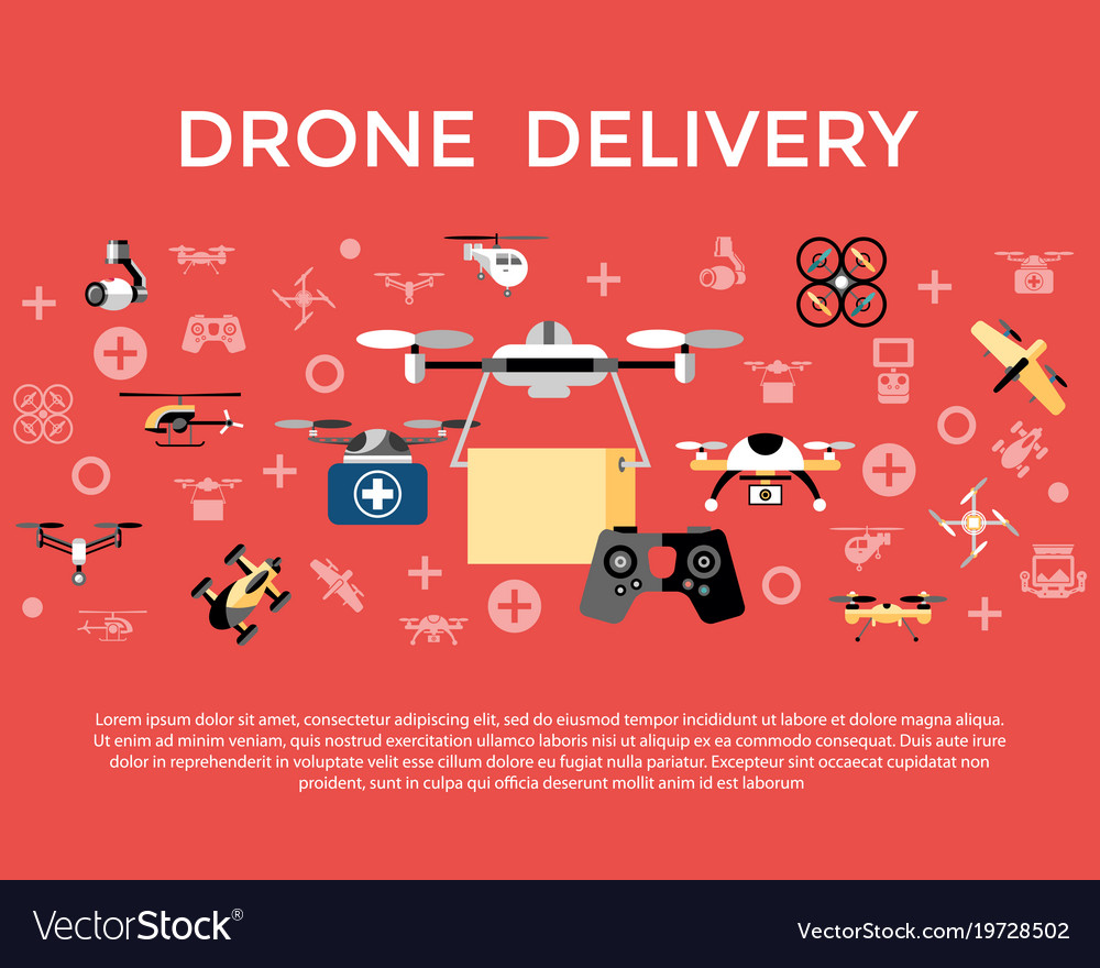 Digital flying drone objects color