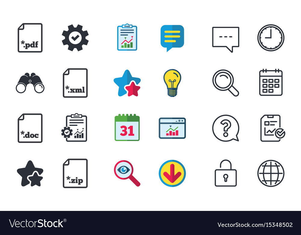 Document signs file extensions symbols