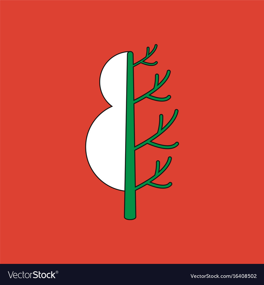 Flat icon design collection tree in winter