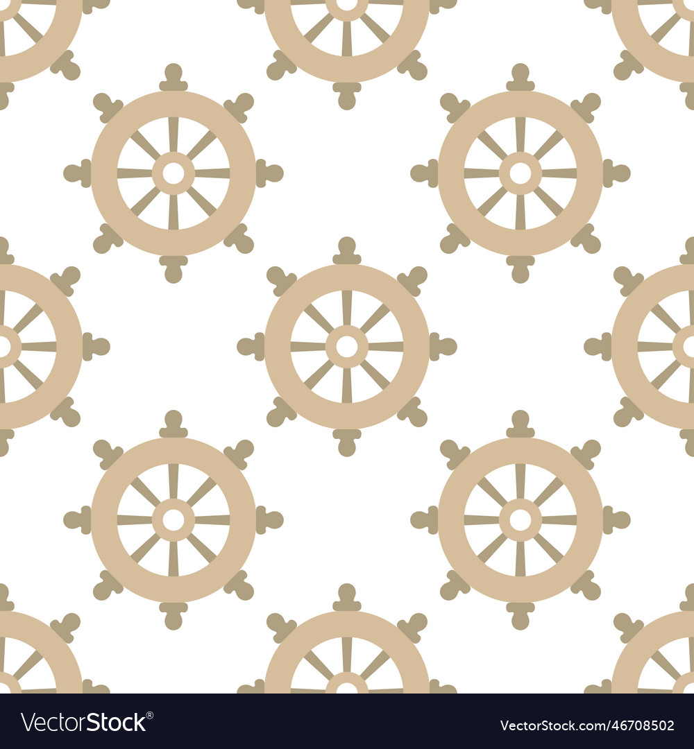 Flat seamless pattern of navigation ship wheel