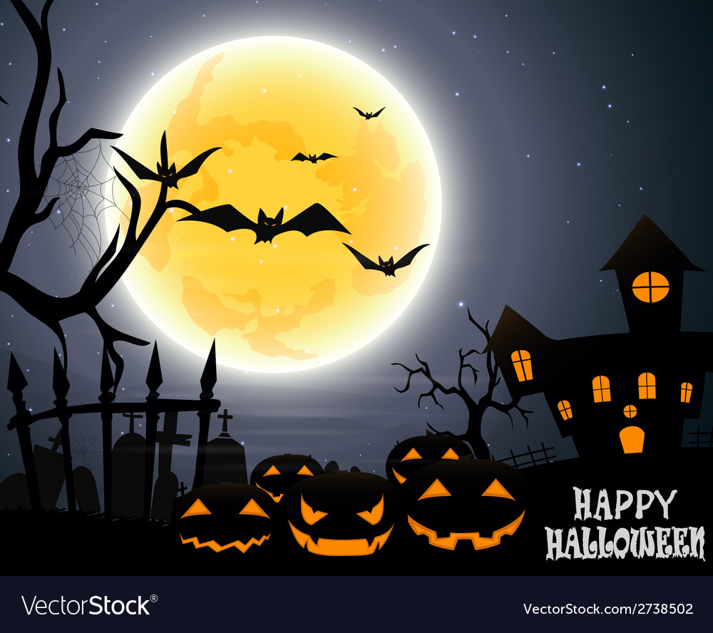 Halloween Party On Full Moon Royalty Free Vector Image